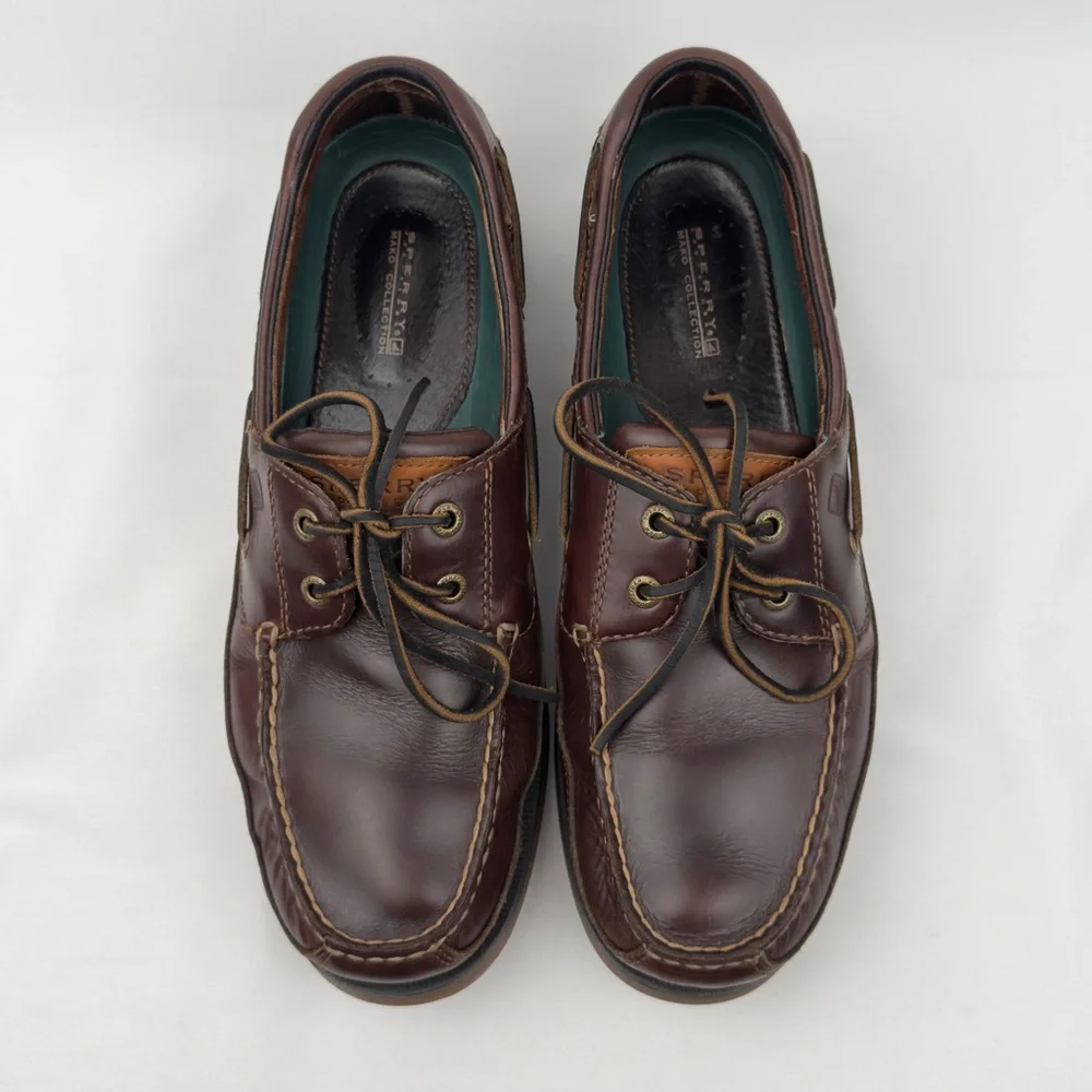 Brown Leather Boat Shoes Classic Moc Toe Sz 10.5M Sperry Top-Sider Coastal Prep